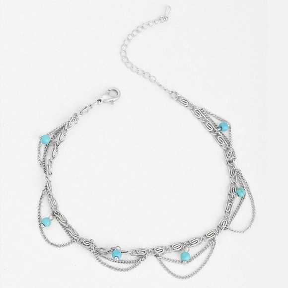 Silver Turquoise Anklet - Picture 4 of 7